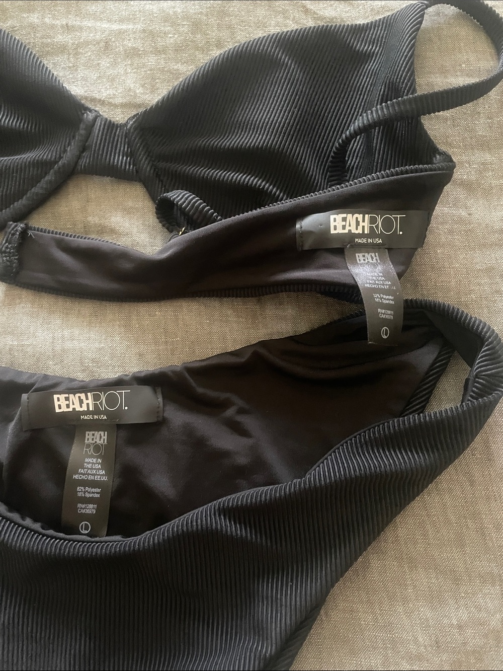Beach Riot Black Ribbed Bandeau Bikini Set - Picture 4 of 8